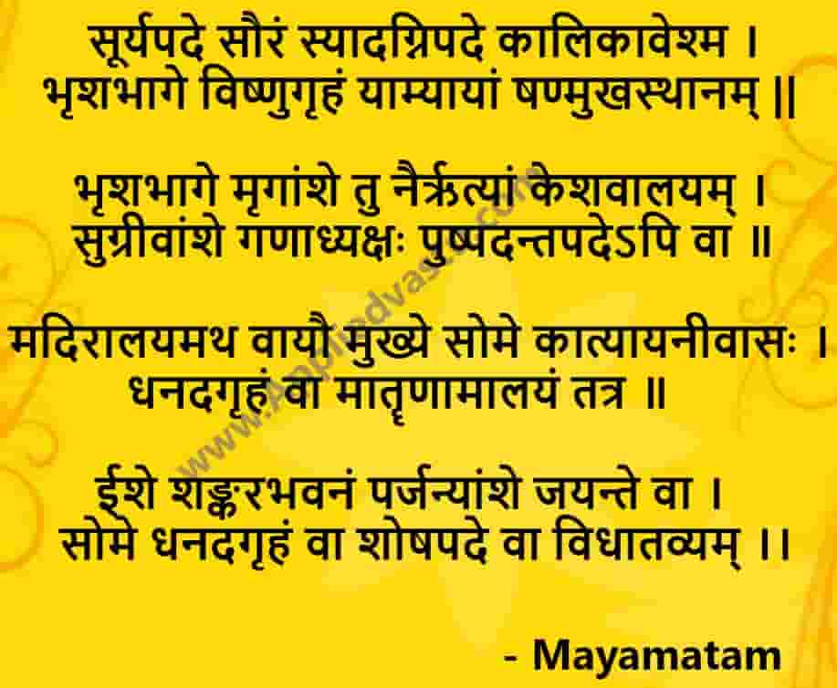 Maymatam - Puja room Vastu -Mandir Vastu- Sanskrit Sloke of vastu shastra - Pooja room vastu